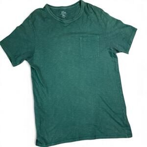 J. Crew Men's Slub Cotton Garment Dyed Short Sleeve T-Shirt Green Medium Tall